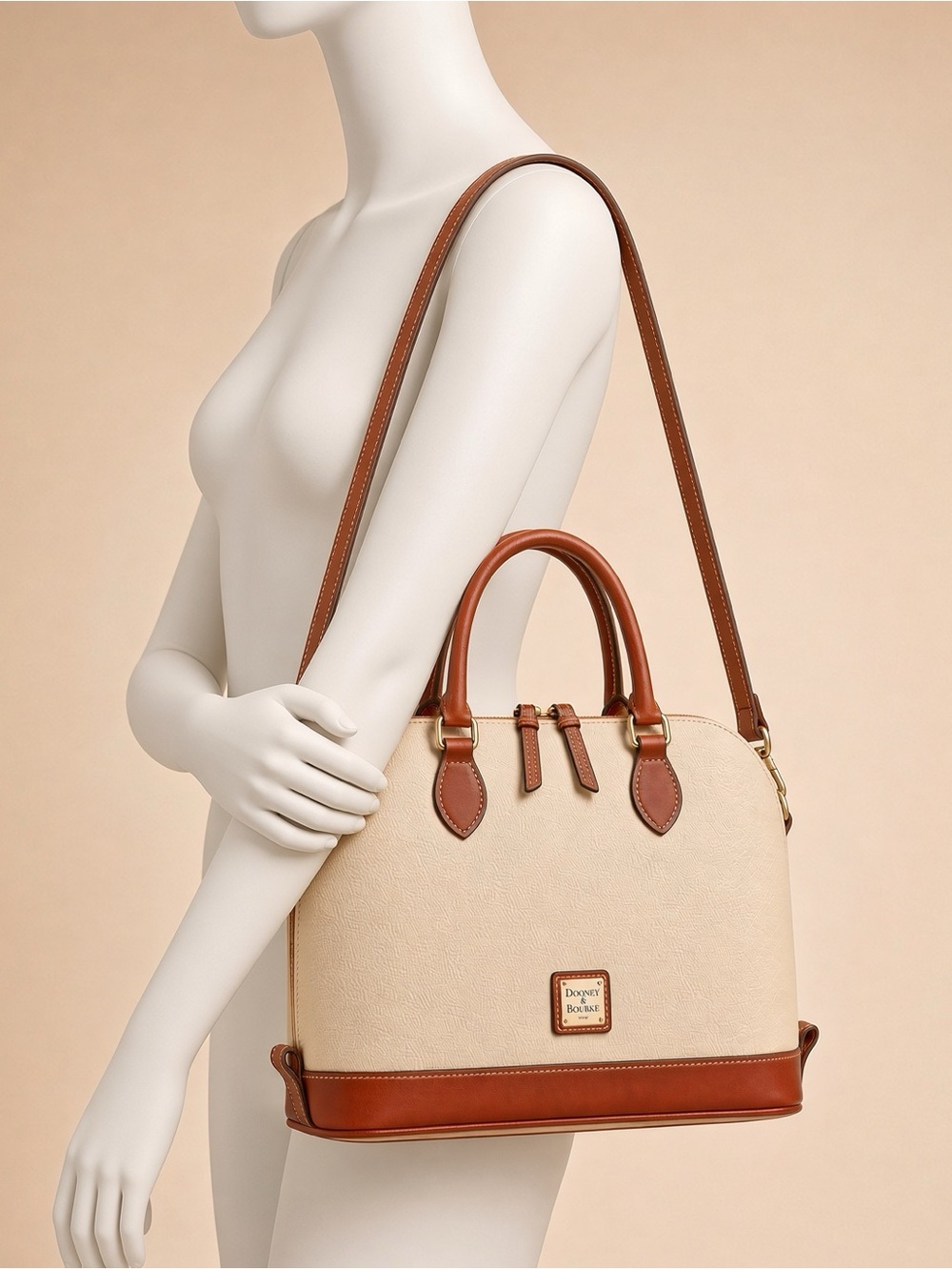 Dooney & Bourke Ivory and Tan Satchel